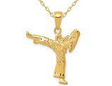 14K Yellow Gold Karate Kick Master Girl Charm Pendant Necklace with Chain